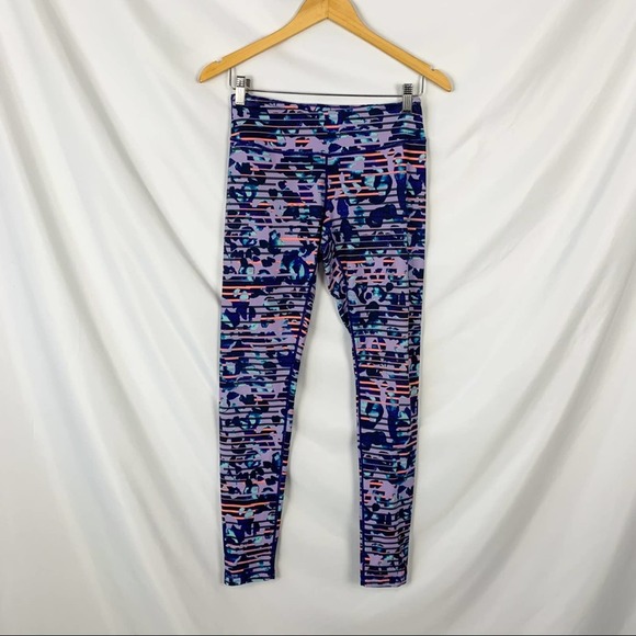 Zella Live In Purple Orange Patterned Print Full Length Leggings Size Small - Picture 3 of 12